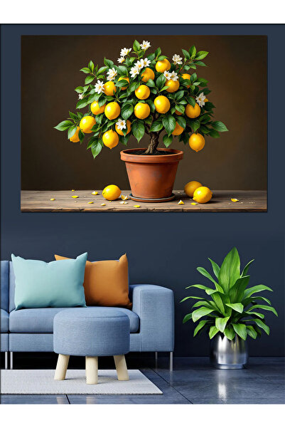 KanvasSepeti albastru cobalt ıda Pictură în ulei decorativă cu textură de arb...