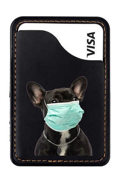 Oneplus Leather 3m Banded Card Holder For Iphone 11 12 13 Mini Pro Max - Masked Pug Compatible