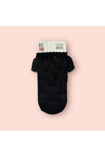 Daymod Children's Lace Ankle - Patterned Black Socks with Opportunity
