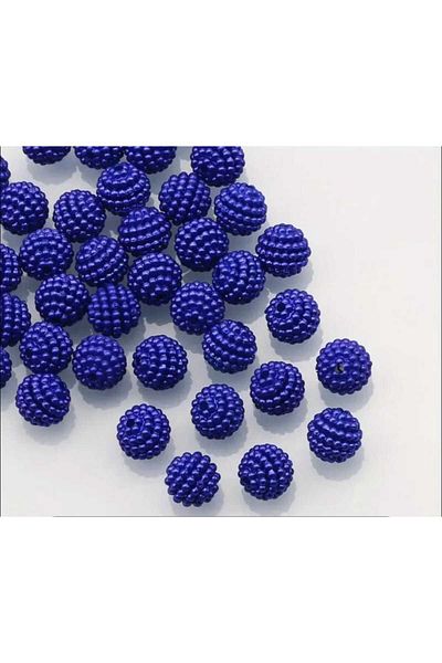 yiğit aksesuar 14 mm 50Pcs Sapphire Bracelet Necklace Hair Accessories Acrylic and Bayberry Beads