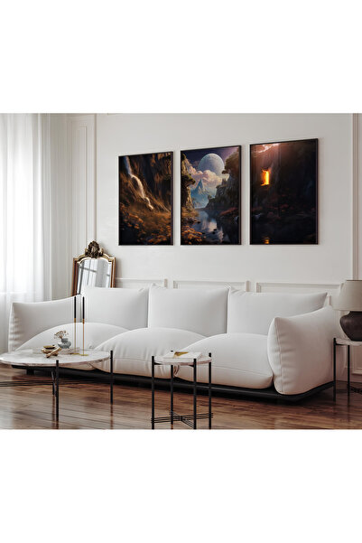 ARTCASTLE 3-компонентен комплект картини с дървена рамка Valley