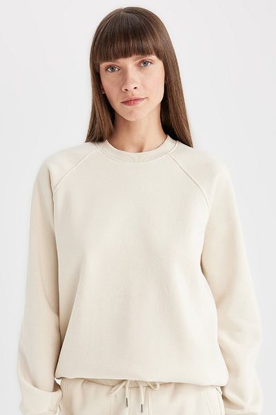 DeFacto Oversize Wide Fit Crew Neck Thick Basic απλό φούτερ V2697az24wn