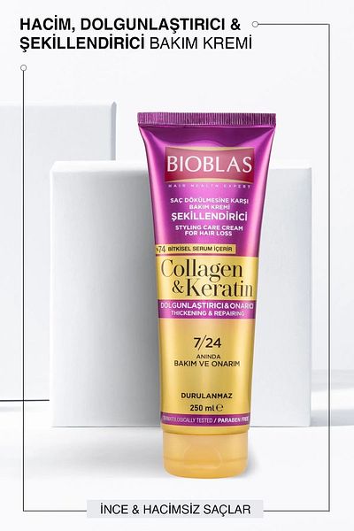Bioblas Collagen & Keratin Styling Anti-Hair Loss Care Cream 250 ml 3 Pieces