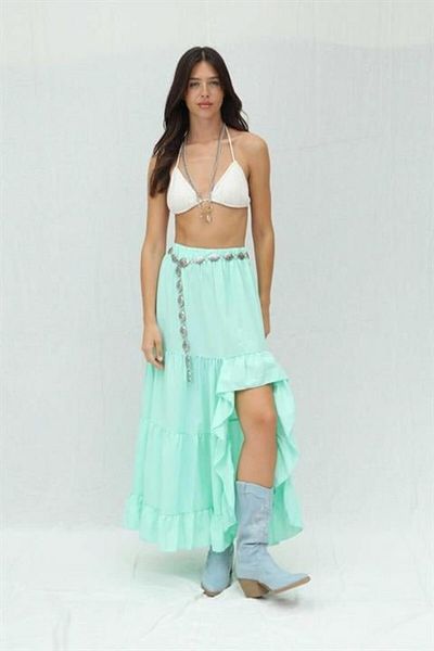 TUA MODA Tua Moda Audrey Frilly Slit Detail Skirt 4037