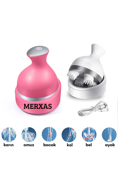 Merxas Pembe KK-11 Rahatlatıcı Saç Derisi Masaj Aleti Baş ve Vücut Masaj Ciha...