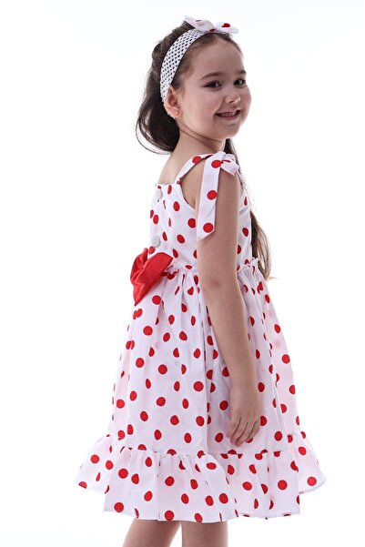 Fox Moda Rochie pentru fetiță cu bandană cu buline și detaliu fundă