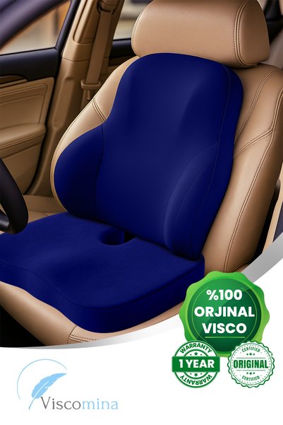 Viscomina Orthopedic Viscosa Lumbar Cushion Orthopedic Viscosa Seating Cushion 2 Pieces Viscosa Set Black Color