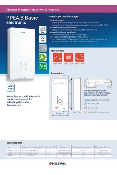 KOSPEL Ppe4-B Elektronik Trifaze Ani Su Isıtıcı