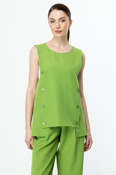 ON Yanları Düğmeli Kolsuz Süveter