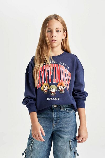 DeFacto Harry Potter Navy Blue Relax Fit суичър за момиче - кръгла яка D3865A824Au
