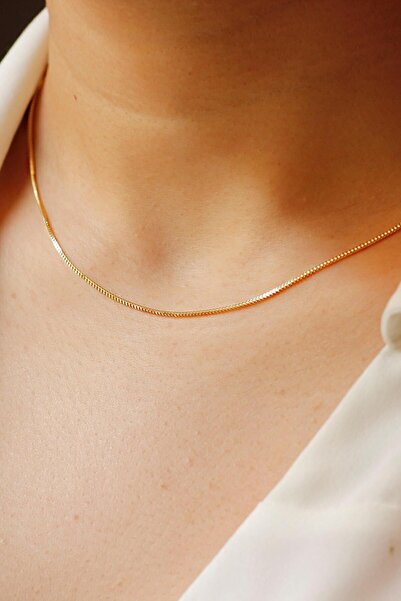 DİAMİNE PIRLANTA 14 Ayar Altın Ezme Orta Kalın Küp Zincir Kolye