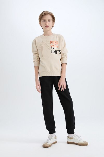DeFacto Thick Printed Sweatshirt and Elastic Waist Jogger Suit for Boy - D4745A824Wn