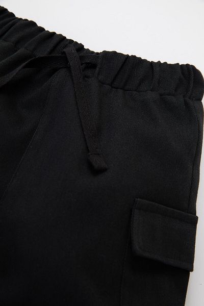 DeFacto Black Gabardine Jogger Pants for Baby Boy - Cargo Pocket and Elastic Waist and Legs D3935A524Wn
