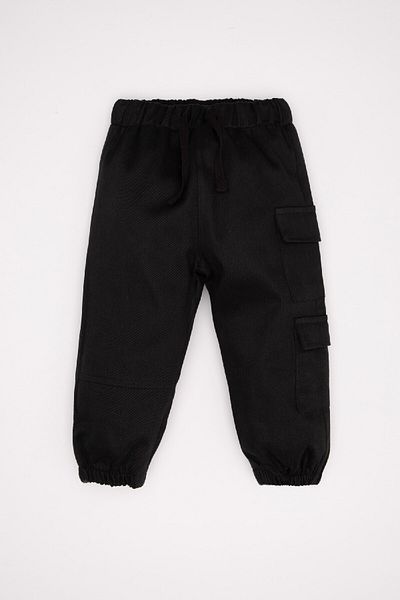 DeFacto Black Gabardine Jogger Pants for Baby Boy - Cargo Pocket and Elastic Waist and Legs D3935A524Wn