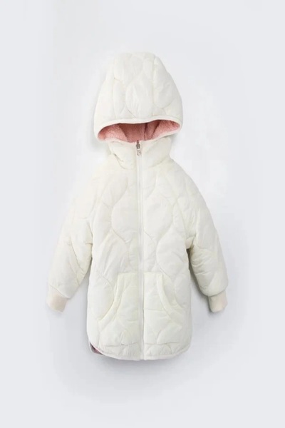 DeKuBaby ÇİFT TARAFLI Kapitone ,Kapüşonlu, İçi Kürklü PELUŞ, Fermuarlı, Cepli Kışlık, Kız Mont-Kaban