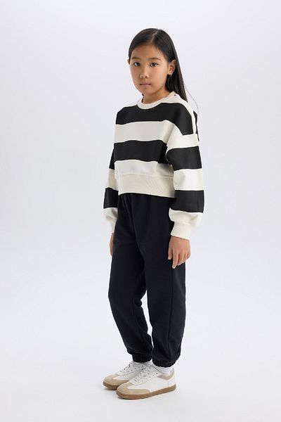 DeFacto Ριγέ φούτερ με λαιμόκοψη και ελαστικό Jogger Sweatpants για κορίτσια - D4091a824wn