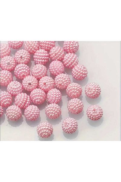yiğit aksesuar Pink 14 mm Necklace and Bracelet Set Hair Accessories with Acrylic and Bayberry Beads