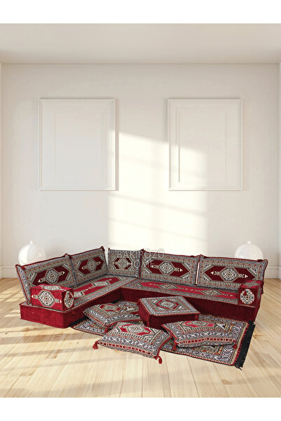 BAKIRÖZÜ HOME Şark Köşesi Takımı (20 CM MİNDER KALINLIĞI) Bordo Yahyalı Model...