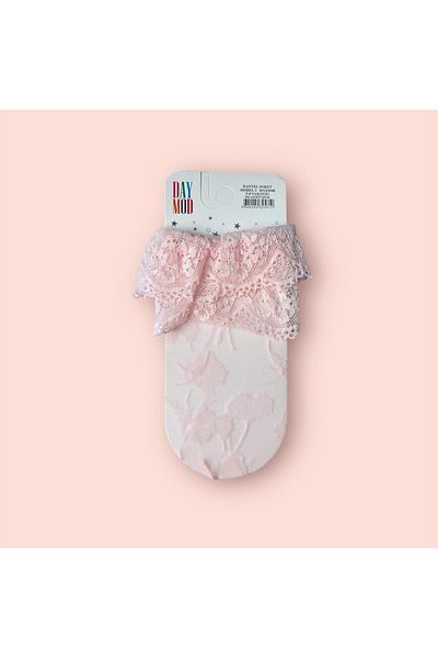 Daymod Pink Lace Patterned Children's Ankle and Sock Socks