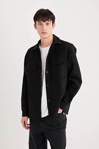 DeFacto Relax Fit Oduncu Basic Düz Uzun Kollu Gömlek Ceket A6876AX24AU