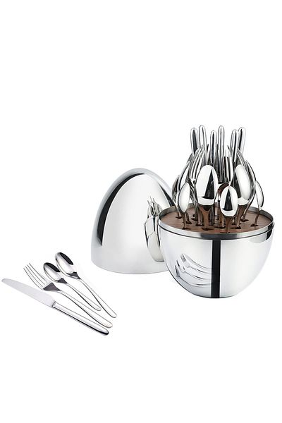 Lotus rose 24piece egg-shaped spoon, fork and knife set