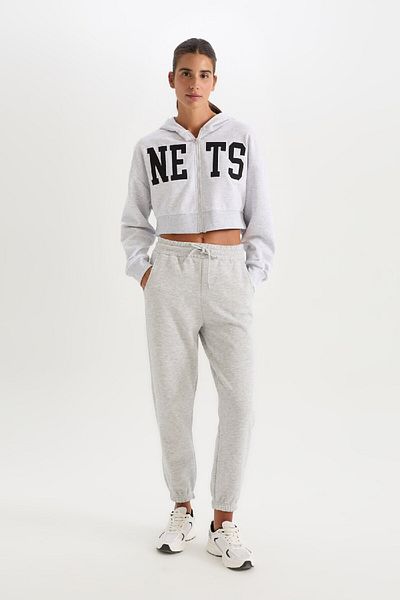 DeFacto Brooklyn Nets Crop Sweatshirt - Thick Zip, Fit Nba D2362Ax24Au