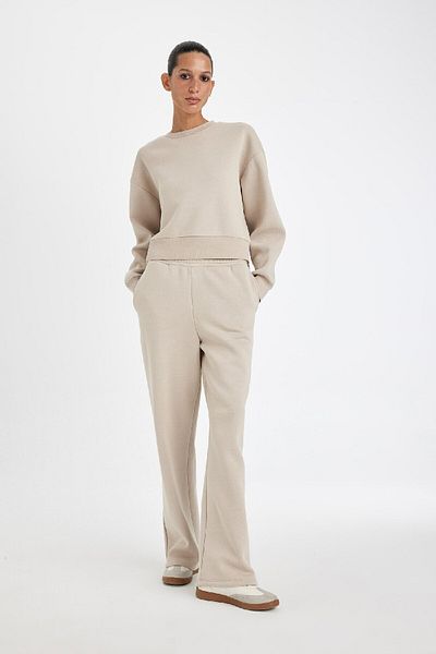 DeFacto Φούτερ Boxy Fit Crew Neck Thick Basic απλό φούτερ B8568ax24wn
