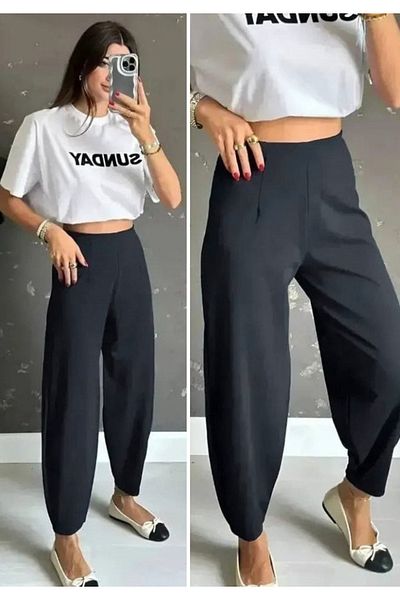 Little Visqon Women's High Waist Pleated Crepe Pants