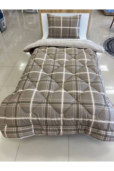 argehome Single Double Sided Luxury Welsoft Elite Quilt Soft Fleece Quilt and Pillow Case Sapphire Beige