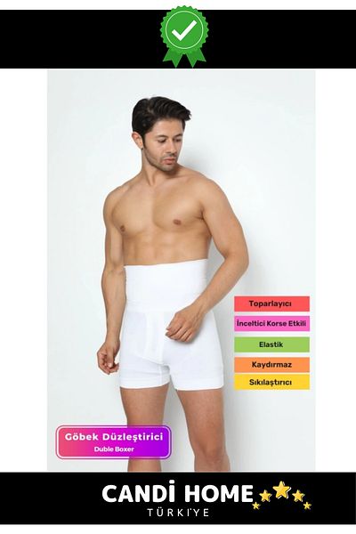 HOBİ CONDİ Premium Special Series Tightening and Strengthening Belly and Waist Slimming Men's Double Boxer Corset