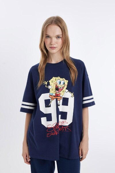 DeFacto Coool Spongebob Oversize Fit Rundhalsausschnitt Kurzarm T-Shirt D4826ax24aunv241