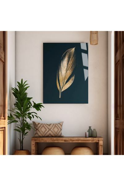 Harika bir ev HARİKABİREV | Masă din sticlă nerozărită, model cu frunze aurii...