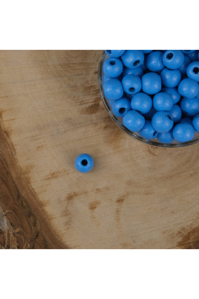 Prestij Boncuk Лаковані сині дерев'яні намистини 12 мм Необроблені дерев'яні ...