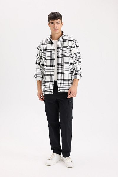 DeFacto Long Sleeve Flannel Polo Shirt - Regular Fit D5835Ax24Au