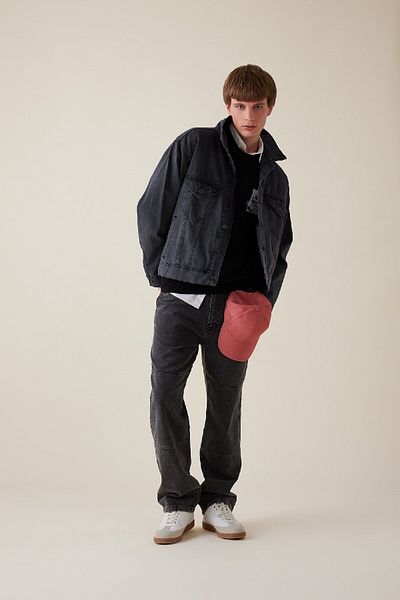 DeFacto 100% Baumwolle Oversize Wide Fit Polo Kragen geknöpft gewaschen Jean Jacke mit Taschen D5035ax24au