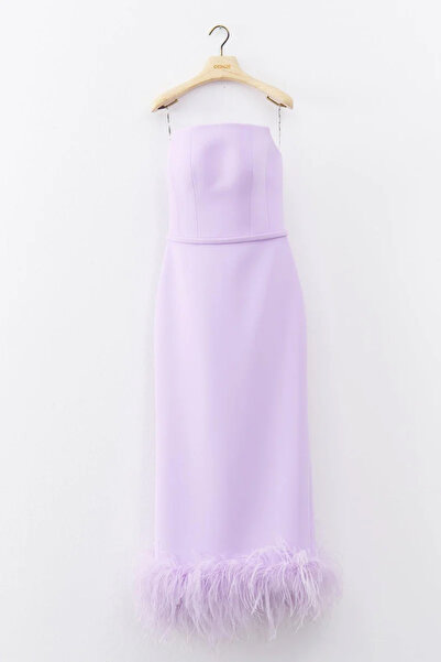 cercis Straplez Otrişli Uzun Abiye Elbise