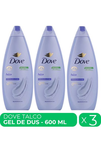 Dove Talco, gel de dus hidratant, 3 buc x 600 ml