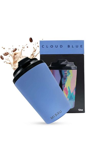 MIBRU 12OZ CEREAMIC INTERIOR CUP CLOUD BLUE Mibru Ceramic Vacuum Insulated Mugs 350ml (12 oz)