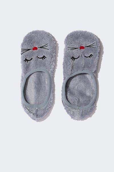 DeFacto Women's Plush Home Socks with Cat Theme - N1336Az24Au