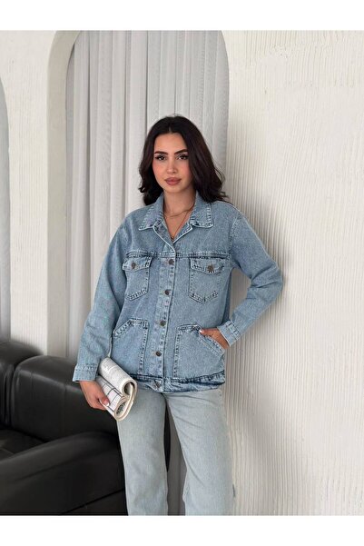 Noa Noa Jachetă de blugi Boyfriend cu patru buzunare