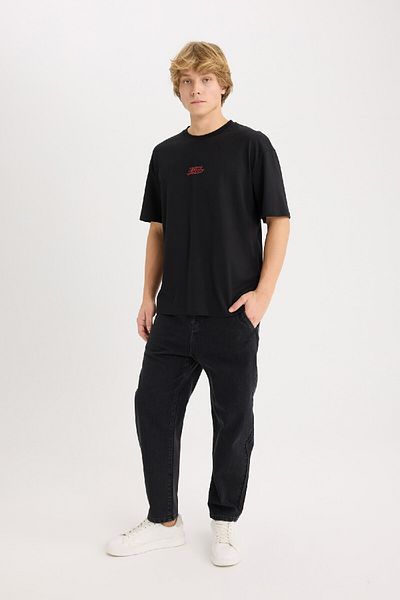 DeFacto 100% βαμβάκι Marvel Boxy Fit Crew λαιμόκοψη με στάμπα κοντομάνικο μπλουζάκι D6780ax25sp