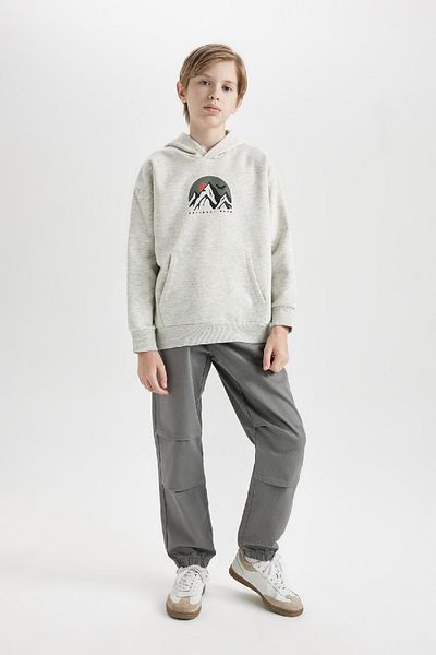 DeFacto Boy Oversize Printed Hooded Sweatshirt - D5387A824Wn