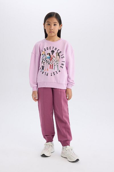 DeFacto Суитшърт с кръгло деколте Barbie Relax Fit за момиче D4379A824Wn