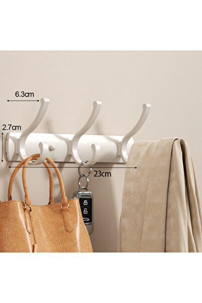 Choice خطاف حائط أبيض بثلاثة خطافات، خطاف حائط أسود أبيض، حامل معاطف، حقيبة م...