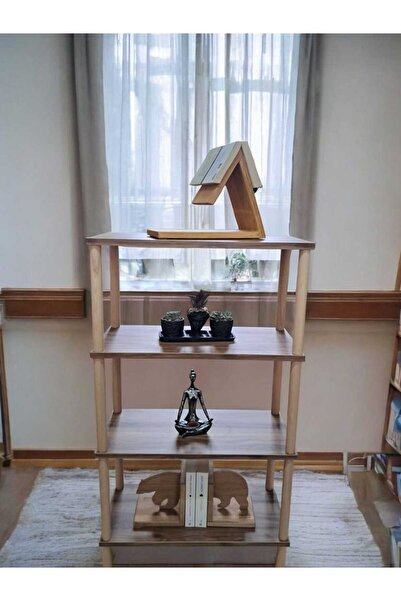 sjs ahşap Ahşap Kitaplık 4 Raflı