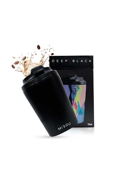 MIBRU 12OZ CEREAMIC INTERIOR CUP DEEP BLACK Mibru Ceramic Vacuum Insulated Mugs 350ml (12 oz)