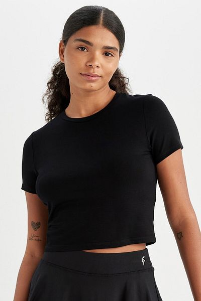 DeFacto Crew Neck Fit Crop Sports T-Shirt - Short Sleeve D2200Ax24Au