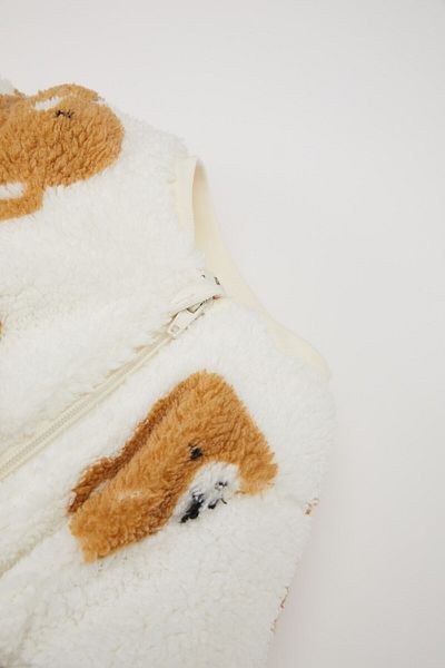 DeFacto Baby-Overall für Neugeborene mit Bärenmuster und Reißverschluss, langärmlig, Plüsch, D6029A524WN