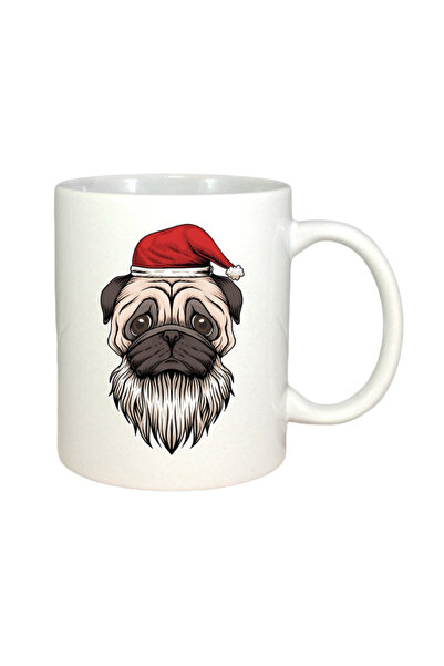 OEM Εξατομικευμένη λευκή κούπα Pug Dog Santa, INOVATIX®. 330 ml