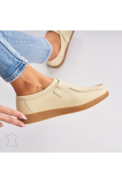 Joana Women's Loafers Natural Leather Beige Genesi
